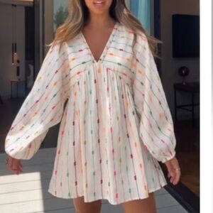 Zara Colorful Multicolor Dotted V-Neck Mini Dress Romper